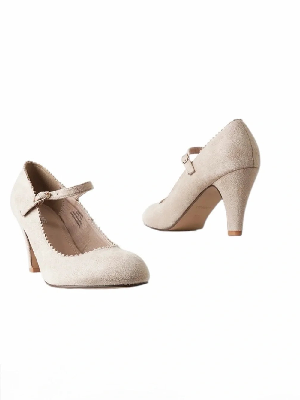 J. Adams Honey Mary Jane Pumps Nude Suede Scalloped Edged Coquette Heels 11 NWT